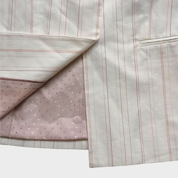 NWOT Rebecca Taylor Tailored Stitched Stripe Blazer Snow Combo Size‎ 10 - Picture 8 of 9